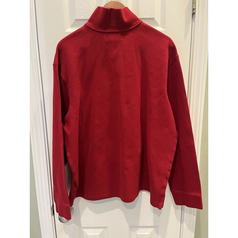 Polo Ralph Lauren Cotton Knit Pullover‎ 1/4 Zip Men's XXL Red Navy Pony Mock
